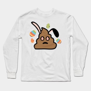 Poop Emoji Easter Bunny Ears Funny Long Sleeve T-Shirt
